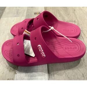 Crocs Classic Slides Sandals Mens Size 11 Pink Double Strap Slip On 206761-6SV